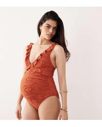 ASOS - Asos Design Maternity Kyle Plunge Neck Swimsuit - Lyst