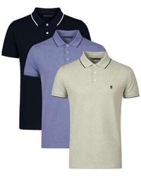 French Connection - 3 Pack Cotton Short Sleeve Pique Polo Shirts - Lyst