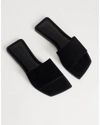 TOPSHOP - Sara Real Suede Flat Mule Sandals - Lyst