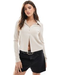 Pieces - – geripptes polo-oberteil - Lyst