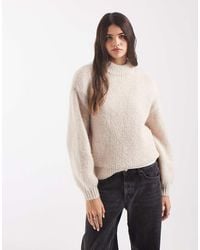 Vero Moda - Oversized Trui Met Hoge Hals En Fluffy Breisel - Lyst