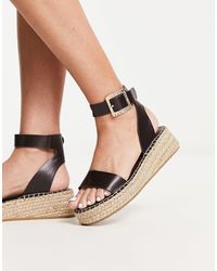 South Beach - Pu Two Part Espadrille Sandal With Textured Buckle - Lyst