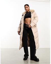 Threadbare - Fairy Longline Maxi Puffer Coat With Faux Fur Collar - Lyst