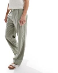 ASOS - Smart Wide Leg Linen Blend Trousers With Front Pleat - Lyst