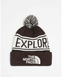 The North Face - Retro - bonnet avec pompon - marron et cassé - Lyst