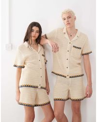 Reclaimed (vintage) - Unisex Knitted Shirt Festival Co-ord - Lyst