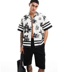 ADPT - Oversized Camp Collar Shirt With Flower Placement Print - Lyst