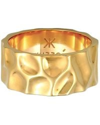 Kuzzoi - Brede Ring Met Gehamerde Gebruikte Look Van 925 Sterling Zilver - Lyst