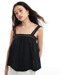 ASOS - Crinkle Cami Top With Lace Insert Detail And Tie Back - Lyst