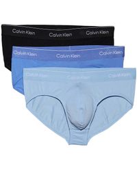 Calvin Klein - Pack De 3 Calzoncillos Slip De Color Negro Y Azul Icon Cotton Stretch De - Lyst