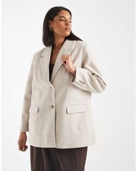Vero Moda - Blazer oversize en feutre - taupe - Lyst