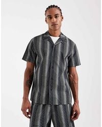 Tommy Hilfiger - Gestreept Overhemd Met Korte Mouwen En Kampkraag - Lyst