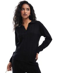 Y.A.S - Jersey Con Cuello Abierto Tipo Polo De Canalé Ancho De Y.A.S (Parte De Un Conjunto) - Lyst