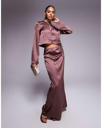 ASOS - Ruched Detail Satin Co-Ord Maxi Skirt - Lyst