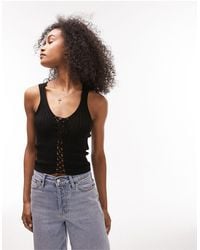 TOPSHOP - Knitted Tie Front Vest - Lyst