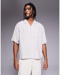 ASOS - Recht Oversized Gestreept Overhemd Van Seersucker - Lyst