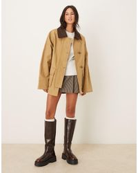 Mango - Cotton Barn Jacket With Corduroy Collar - Lyst