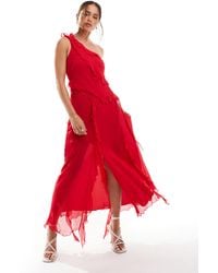 Mango - Robe mi-longue et asymétrique à détails effilochés - Lyst