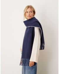 ASOS - Oversized Woven Scarf With Blanket Stitch - Lyst