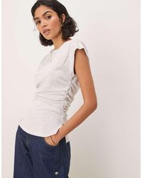 ASOS - Top Senza Maniche Color Ghiaccio Mélange Con Vita A Corsetto E Spalle Accentuate - Lyst