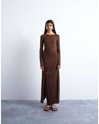TOPSHOP - Long Sleeve Ruched Maxi Dress - Lyst
