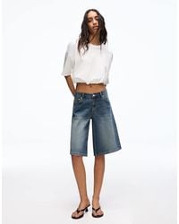 Bershka - baggy Denim Jort Bermuda Shorts - Lyst