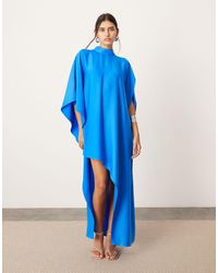 ASOS - High Neck Cape Sleeve Mini Dress With Asymmetric Hem - Lyst