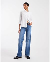 ONLY - – judy – jeans aus mittelem denim mit niedrigem bund und weitem bein - Lyst