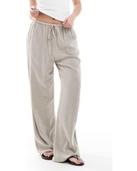 Miss Selfridge - Linen Blend Drawstring Waist Wide Leg Pants - Lyst