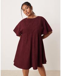 ASOS - Asos design curve – kurzes t-shirt-kleid aus cord - Lyst