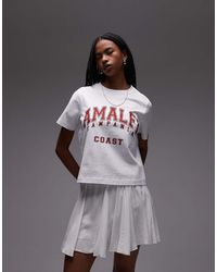 TOPSHOP - Minifalda Blanca Con Vuelo Y Godets De Algodón De - Lyst