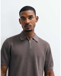 ASOS - Relaxed Knitted Pointelle Half Zip Polo - Lyst