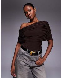 ASOS - Slinky Asymmetric Cape Shoulder Top - Lyst