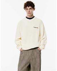 Pull&Bear - Pull en maille à slogan brodé - cassé - Lyst