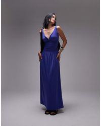 TOPSHOP - Cami Maxi Jurk Met Gerimpelde Taille - Lyst