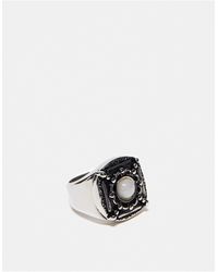 Reclaimed (vintage) - – unisex-ring für den kleinen finger aus edelstahl mit schmuckstein - Lyst