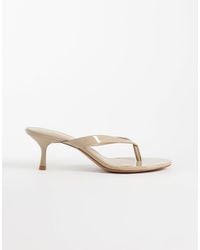 Mango - Faux Leather Patent Heeled Flip Flop Sandals - Lyst