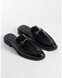 ASOS - – pantoletten-loafer mit trensen-detail aus lack im knitter-look - Lyst