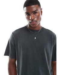 Abercrombie & Fitch - T-shirt vestibilità comoda nera lavaggio acido vintage - Lyst