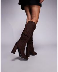 SIMMI - Simmi London Hanzel Wide Fit Ruched Block Heeled Knee Boots - Lyst