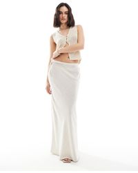 ASOS - Falda Larga De Corte Al Bies De Mezcla De Lino De -Neutro - Lyst