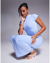 Kaiia - – exclusive – anschmiegsames, doppellagiges, hochgeschlossenes bodycon-maxikleid - Lyst