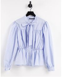 I Saw It First Pussybow Long Sleeve Blouse - Blue