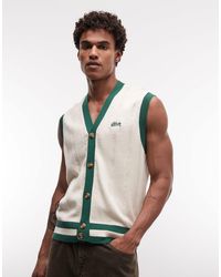 BLKVIS - Pull sans manches en maille torsadée bicolore - crème et vert - Lyst