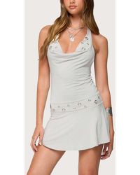 Edikted - Grommet Cowl Neck Halter Mini Dress - Lyst