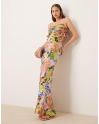 ASOS - Chiffon Bust Satin Cami Maxi Dress - Lyst