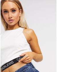 Calvin Klein Top senza maniche sportivo con elastico - Bianco