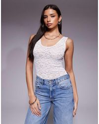 GOOD AMERICAN - Stretch Scoop Neck Tank Lace Bodysuit - Lyst