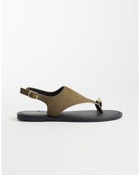 Threadbare - Faux Suede Flat Sandals With Toe Post - Lyst