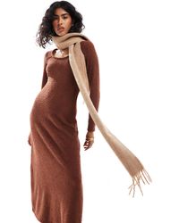 ASOS - Écharpe en laine mélangée à franges - beige - Lyst